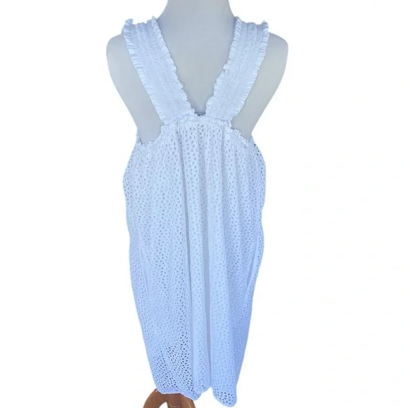 Everlane The Eyelet Smock Dress in White Size large - Picture 4 of 8